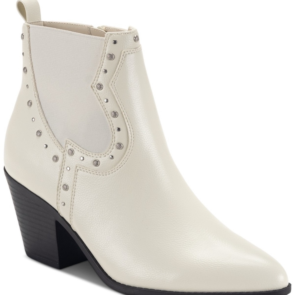 Sun + Stone Women’s Indianaa Western Studded Dress Boots White Size 10 M